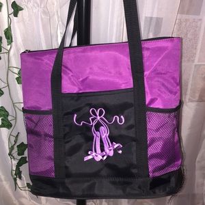 Dancers purple and black bag